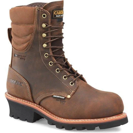 Carolina Men's Hemlock 9"" Comp Toe WP 400G Logger Work Boot - CA9834