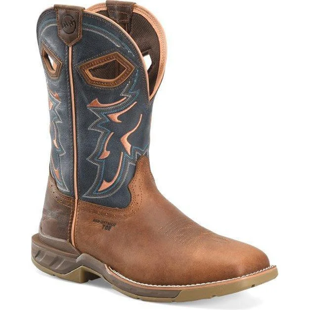 Double H Men's Troy 11"" Square Toe WP Western Work Boot Brown- DH5357