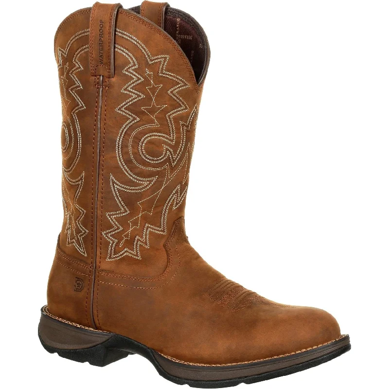 Durango Men's Rebel 12"" Round Toe WP Western Boot - Brown - DDB0163