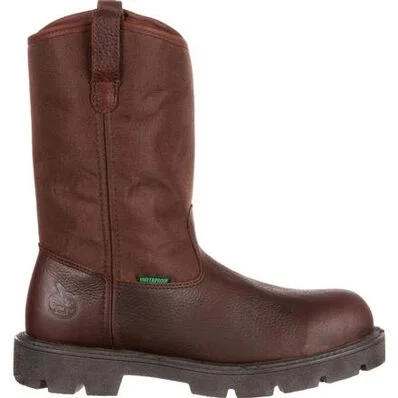 Georgia Boot Men's 11"" Waterproof Homeland Round Steel Toe Wellington Work Boot