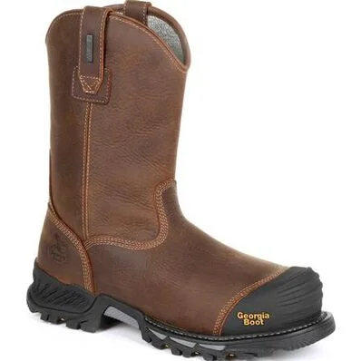 Georgia Boot Men's 10"" Waterproof Rumbler Round Composite Toe Pull-On Work Boot