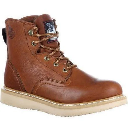 Georgia Men's 6"" Wedge Steel Toe Work Boot - Brown - G6342