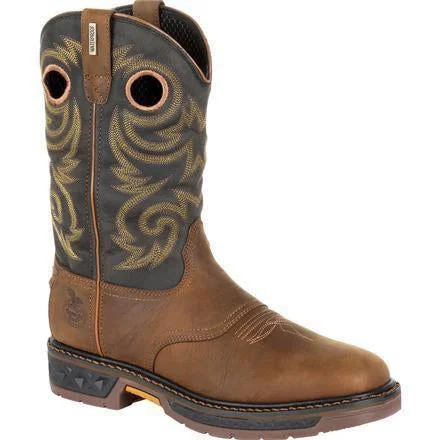 Georgia Men's Carbo-Tec LT 11"" Pull-On WP Western Work Boot -Brown GB00266