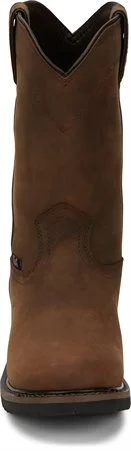 Justin Men's 10"" Waterproof Drywall Brown Round Toe Pull-On Work Boots