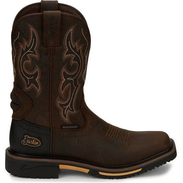 Justin Men's Joist 11"" Waterproof Western Work Boot -Brown- SE4624