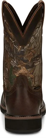 Justin Men's 11"" Waterproof Trekker RealTree Camo Pull-On Square Toe Work Boots