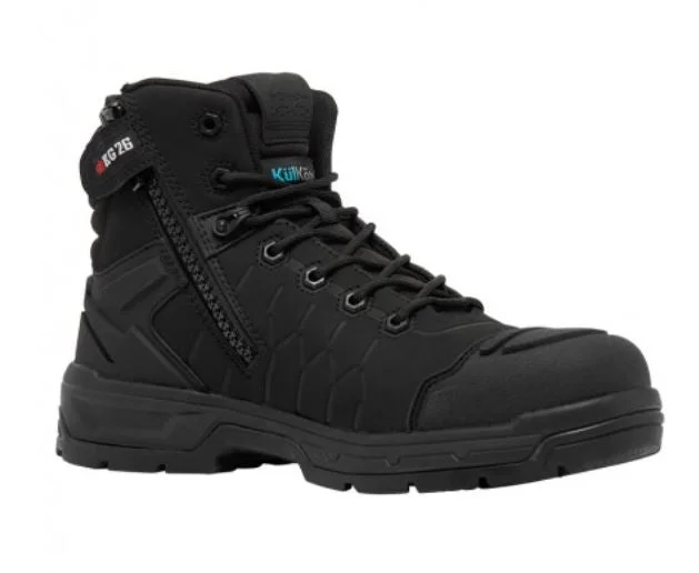 KING GEE K27145 Quantum Zip Side Safety Boot - Black