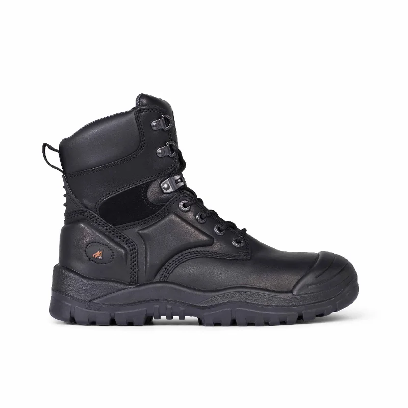 MONGREL 550020 High Leg Lace up Boot with Scuff Cap - Black