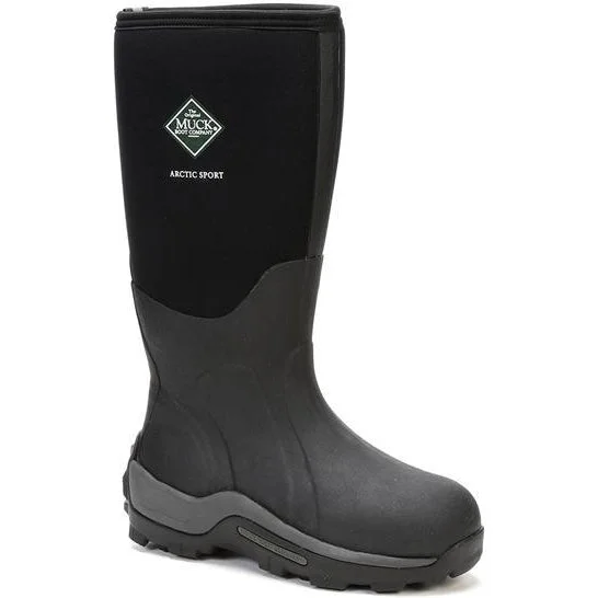 Muck Men's Arctic Sport Tall 17"" WP Pull-On  Rubber Work Boot- Black- ASP-000A