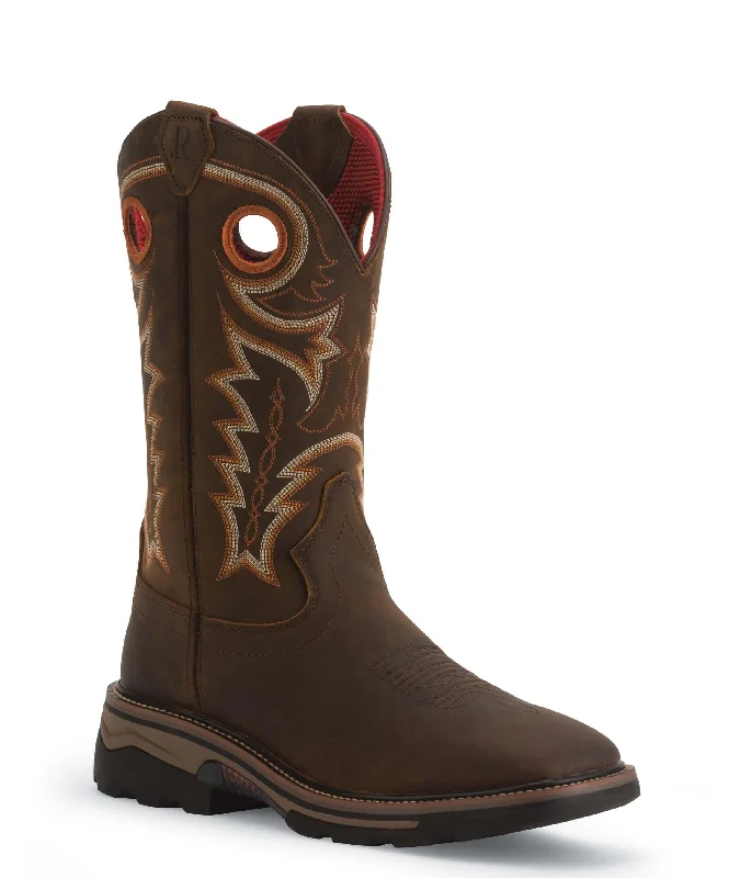 R Watson Men's 12"" Waterproof Hazel Bay Cowhide Square Toe Work Boots