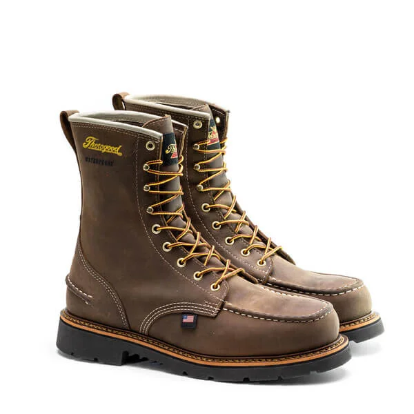 Thorogood Men's 8"" 1957 Series Waterproof Crazyhorse Moc Toe Work Boots