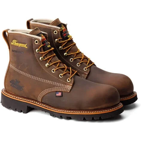 Thorogood Men's American Heritage 6"" Waterproof Work Boot -Brown- 804-4514