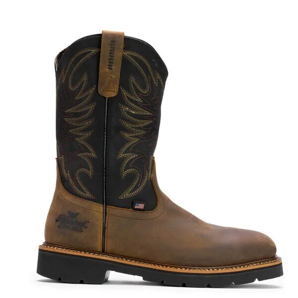 Thorogood Men's 11"" Waterproof Western Wellington Square Steel Toe Work Boot