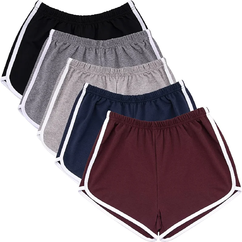 5 Pack Cotton Sports Shorts Yoga Short Pants Summer Running Athletic Shorts for Women