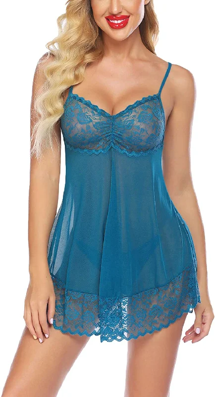 Lace Babydoll Lingerie Sexy Mini Chemise Mesh Wedding Nightie Bridal Nightdress