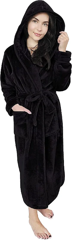 NY Threads Women Fleece Hooded Bathrobe - Plush Long Robe