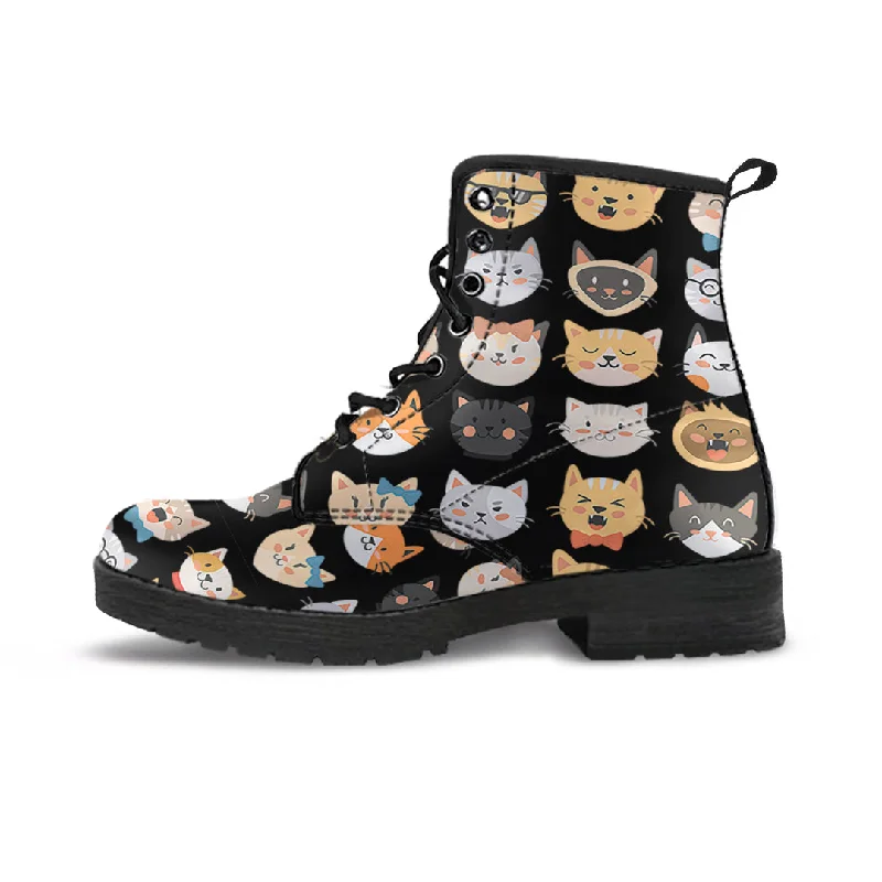 Adorable Cats Black Boots (Women's)