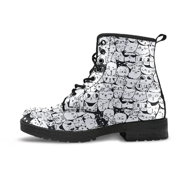 B&W Cartoon Cat Boots (Women's)