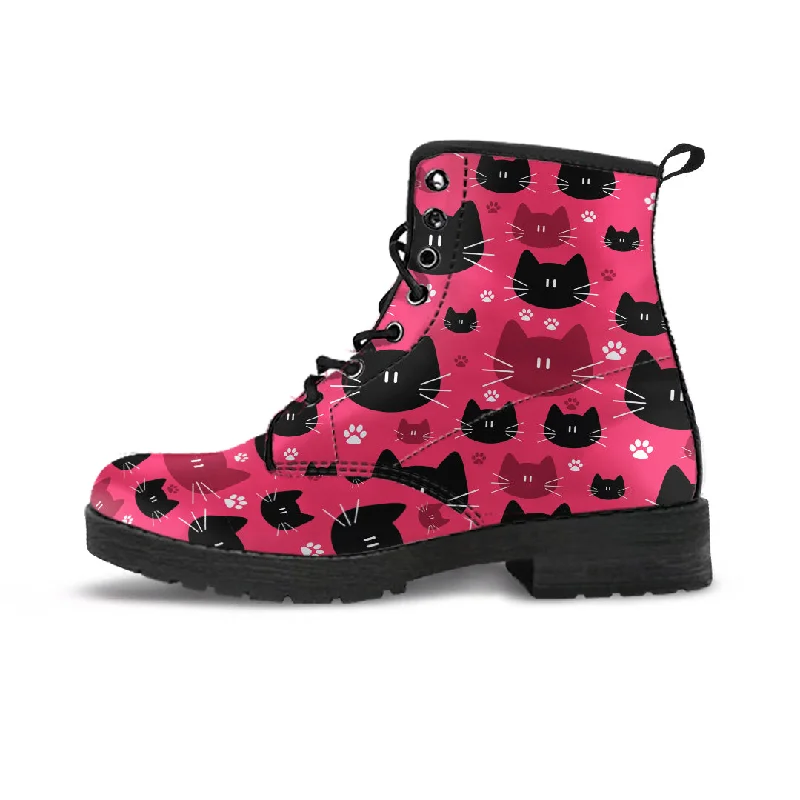 Black & Red Cat Faces Boots (Women's)