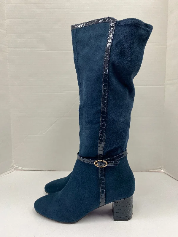 Blue Boots Mid-calf Heels Karen Scott, Size 7.5