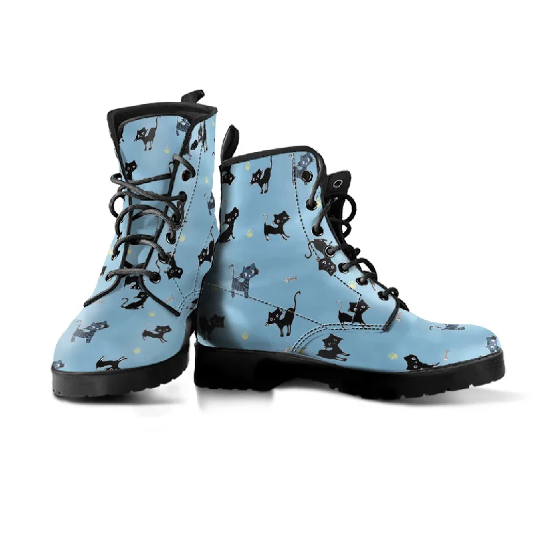 Blue Cute Cats Boots (Women's)