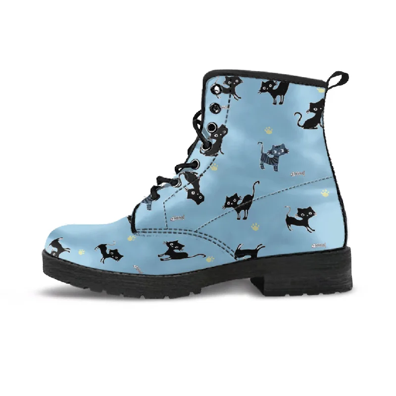 Blue Cute Cats Boots (Women's)