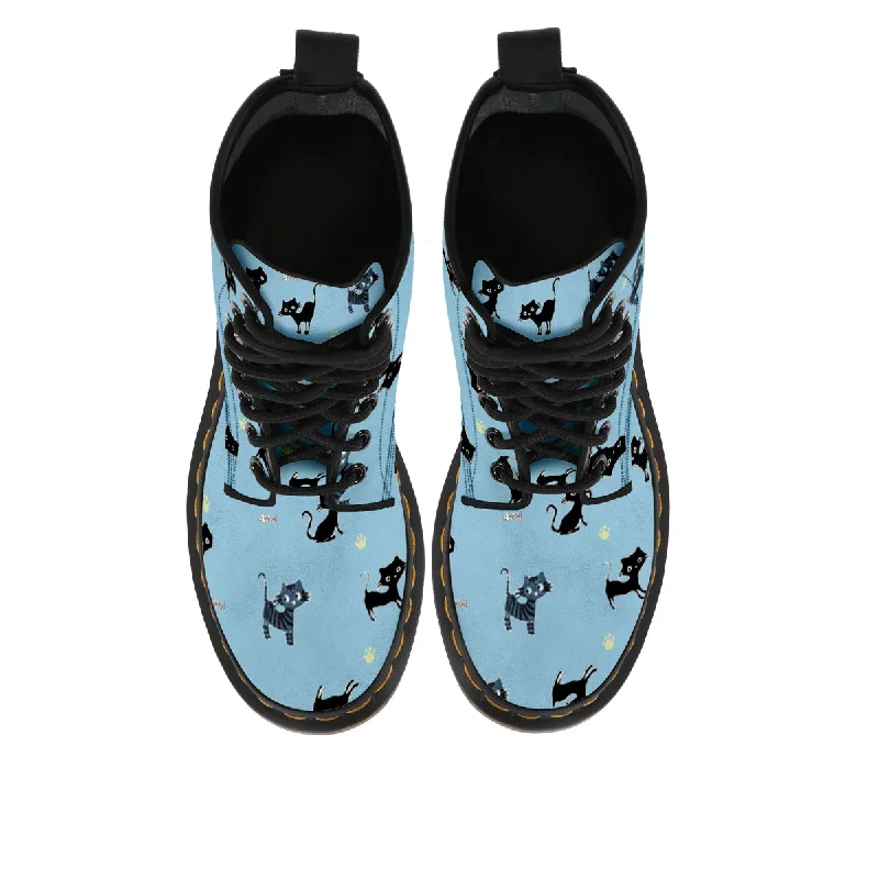 Blue Cute Cats Boots (Women's)