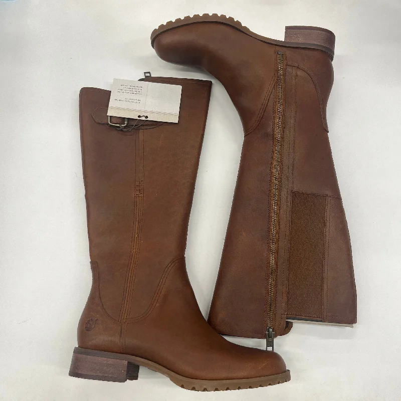 Brown Boots Knee Heels Timberland, Size 7.5