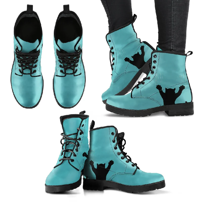 Women's Leather Boots - Black - Green / US5 (EU35)