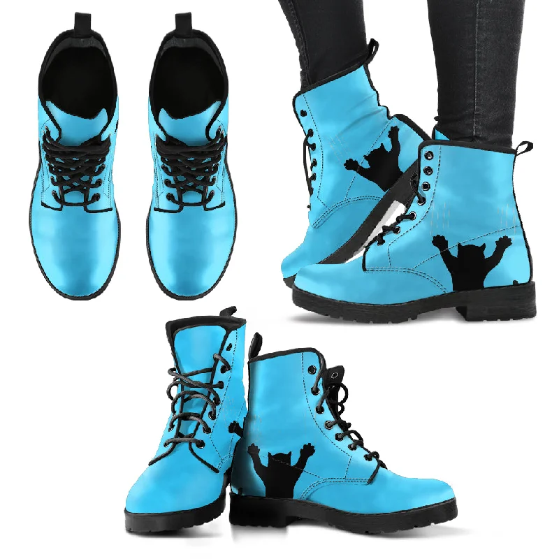 Women's Leather Boots - Black - Blue / US5 (EU35)