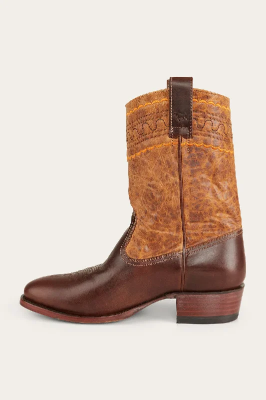 Davidson Mens Cuban Heel Boot - Burnt Brown