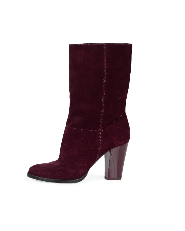 Patent Heel Mid-Calf Boots