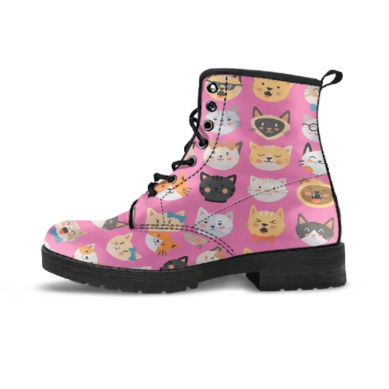 Pink Cat Faces Boots (Women's)