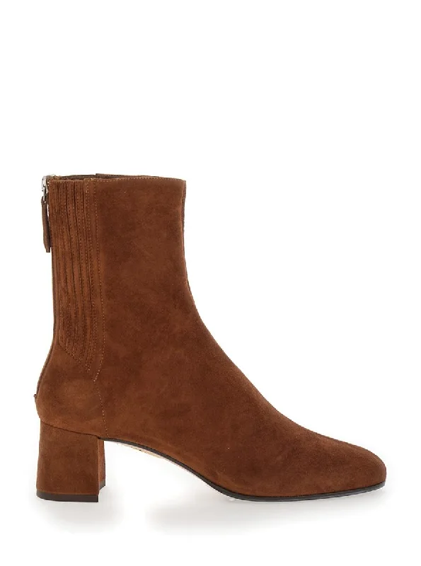 'Saint Honoré' Brown Bootie With Half Moon Heel In Suede Woman