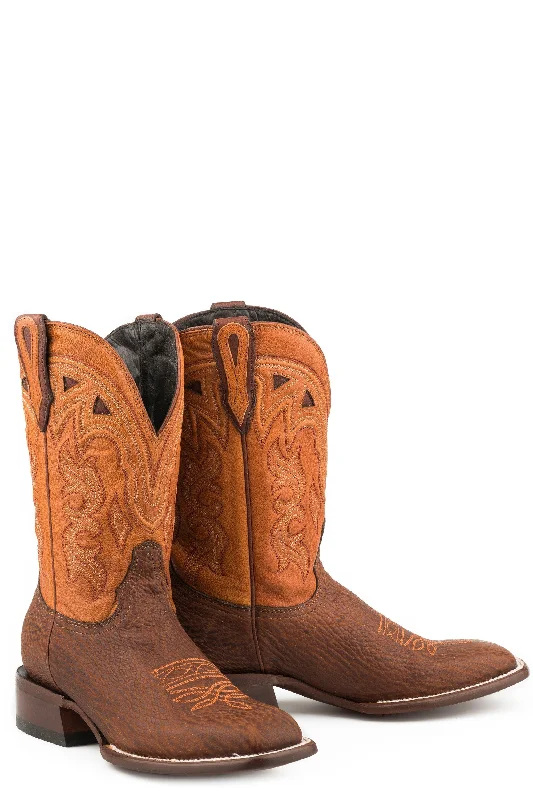 STETSON WOMENS JOPLIN TAN SHARK VAMP ORANGE 11""SHAFT COWBOY BOOTS STYLE 12-021-1852-0900