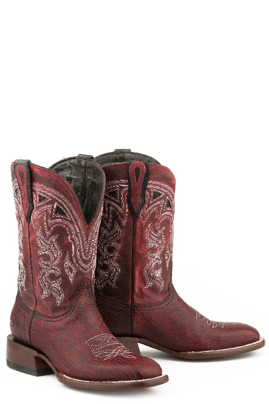 STETSON WOMENS MEADOW BLACK CHERRY SHARK VAMP RED COWBOY BOOT STYLE 12-021-1852-0901