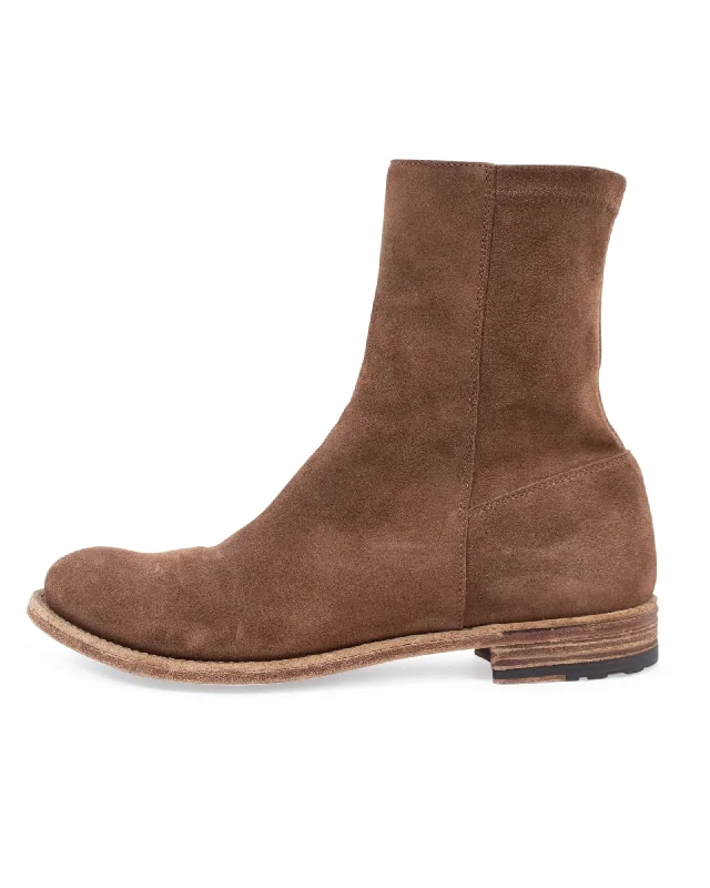 Suede Low Heel Boots