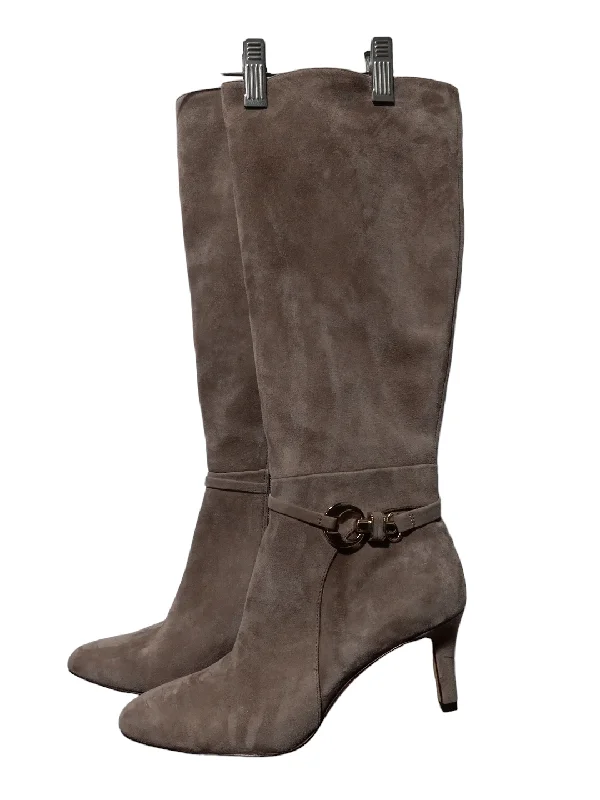 Taupe Boots Knee Heels Antonio Melani, Size 8