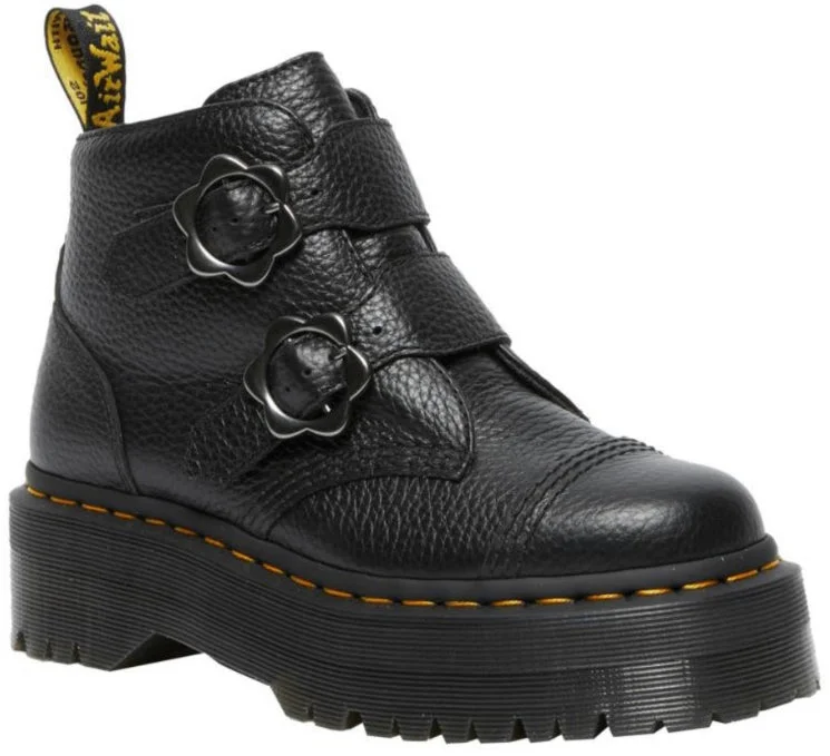 Dr Martens Womens Devon Flower Black Nappa