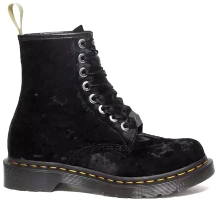 Dr. Martens Womens Vegan 1460 Black Crushed Velvet