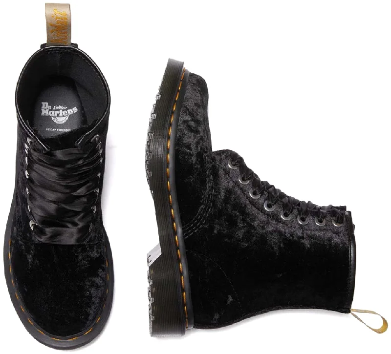 Dr. Martens Womens Vegan 1460 Black Crushed Velvet