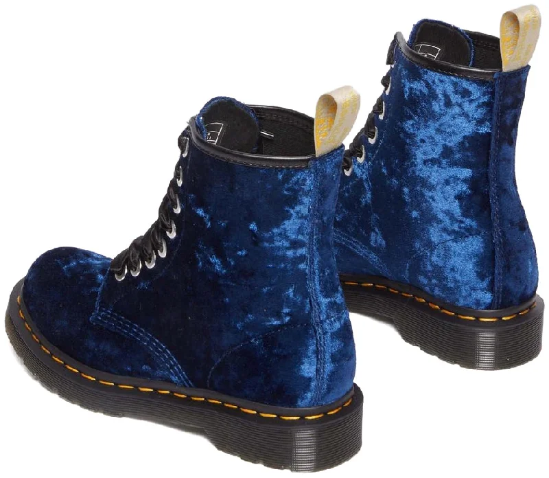 Dr. Martens Womens Vegan 1460 Deep Blue Crushed Velvet