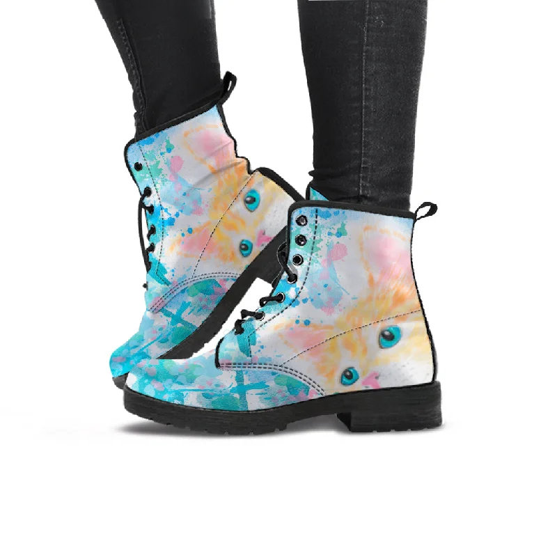 Watercolor Cat Boots (Women's)