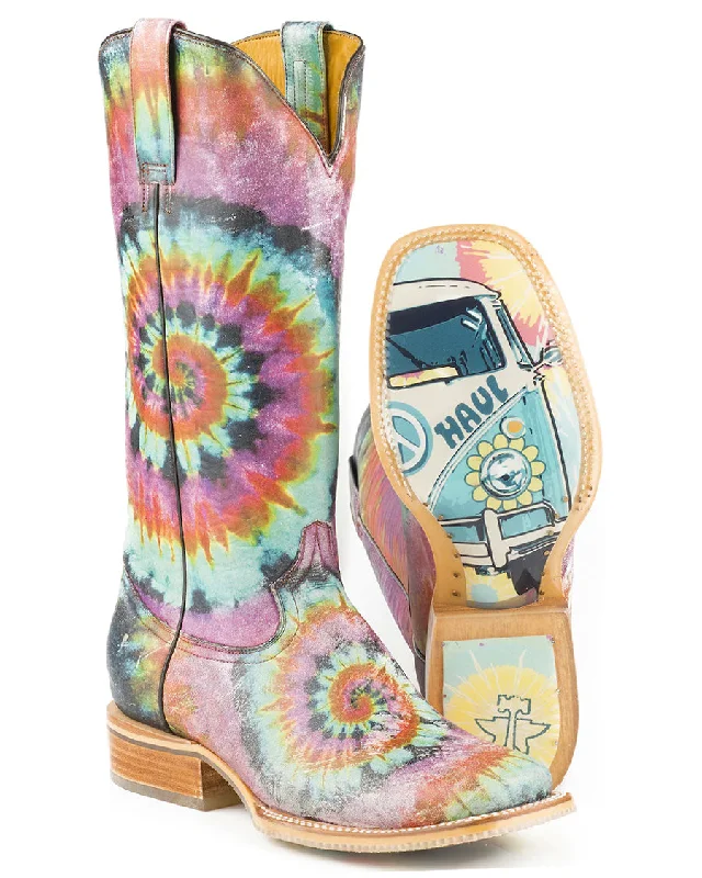 Womens Groovy Tie Dye Sole Boots