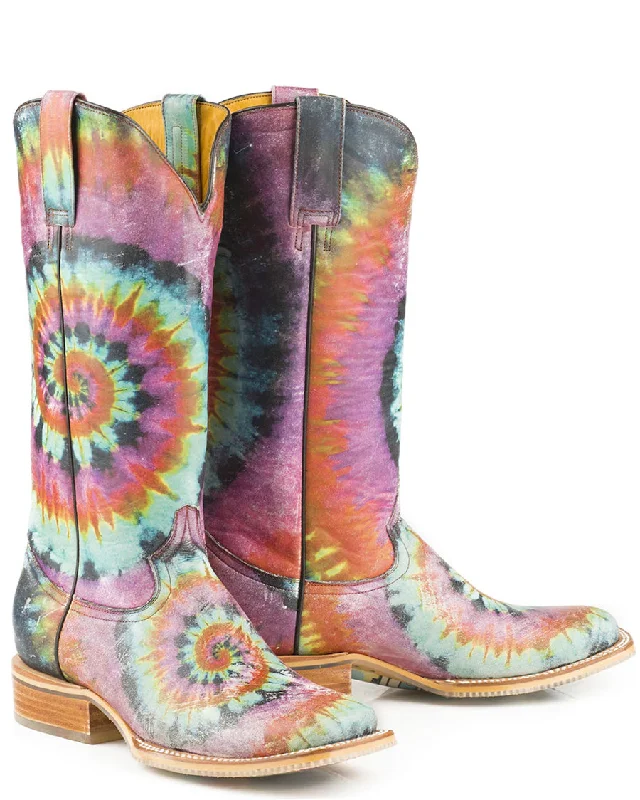 Womens Groovy Tie Dye Sole Boots