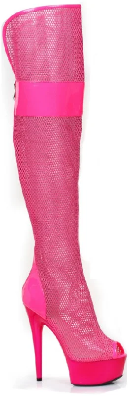 6"" Fishnet Platform Thigh Boot (ES609-IVY)