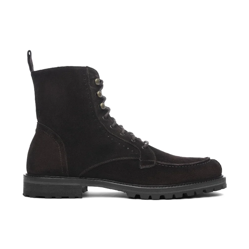 Brown Suede Preston Lace Up Hiking Combat Boots for Men - AW24