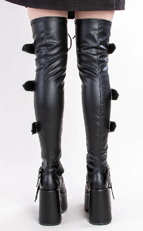 CAMEL-305 Black Matte Thigh High Boots