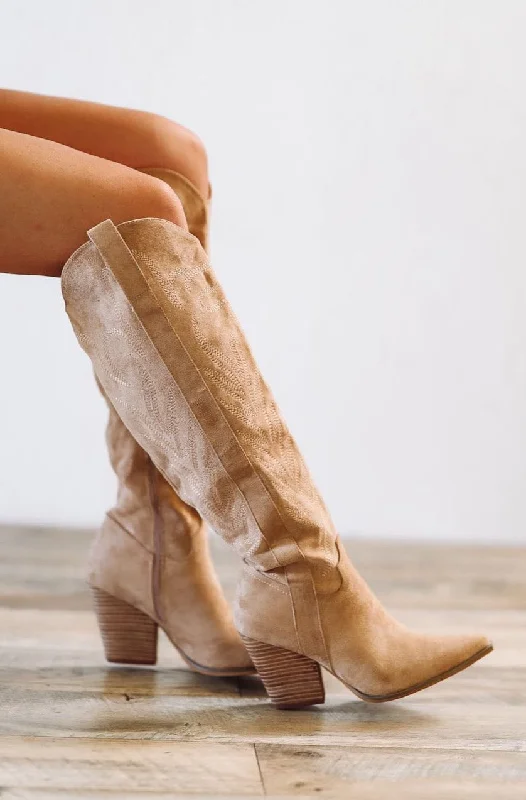 Going Country Western Cowboy Boots - Almond