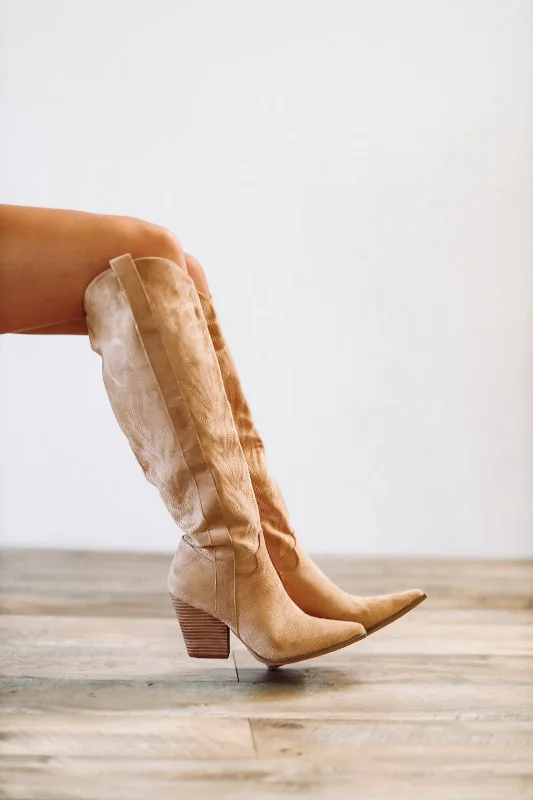 Going Country Western Cowboy Boots - Almond